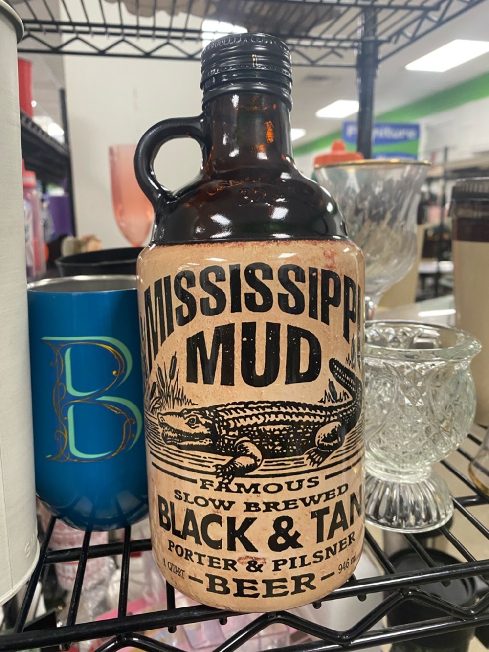 Black & Tan Glass Growler - Brown